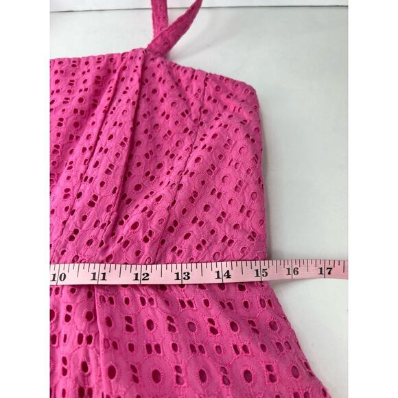 Crown and Ivy 10 Women's Pink Eyelet Removable Straps Fully Lined Cotton Dress - Picture 10 of 11